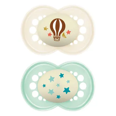 MAM Original Night Soother 16+ Months (Pack of 2), Sustainable Baby Soother, SkinSoft Silicone T