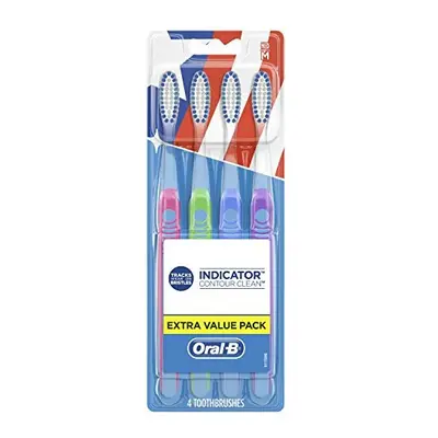 Oral-b Indicator Contour Clean Toothbrushes, Extra Value Pack, Medium, CountÂ (Color May Vary)