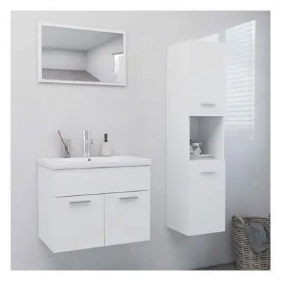 vidaXL Bathroom Furniture Set White Chipboard Wall Mirror Storage Cabinet