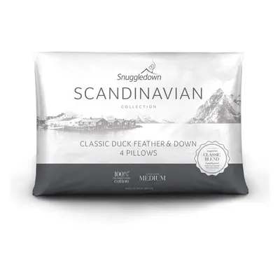 (Medium Pillow, Pack) Snuggledown Scandi Duck Feather & Down Pillow UK Made