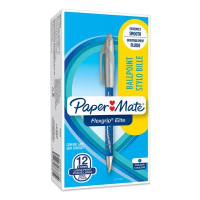 PaperMate Medium Point (1.4 mm) Flexgrip Elite Retractable Ballpoint Pen, Blue, Box of