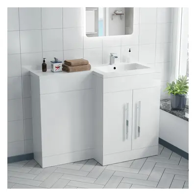 Nes Home RH 1100mm White Gloss Vanity Unit Basin Sink Furniture Flat Pack