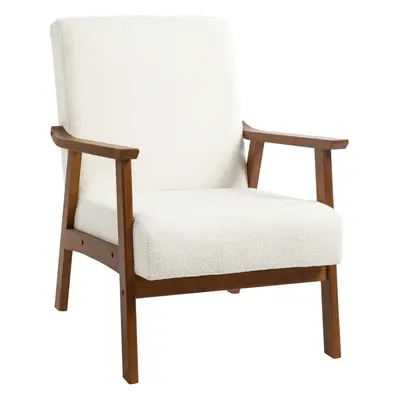 HOMCOM Boucle Accent Chair Armchair W/ Wide Seat for Living Room Bedroom, White