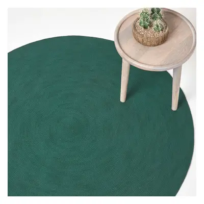 (150 cm Round, Forest Green) Handmade Woven Braided Rug