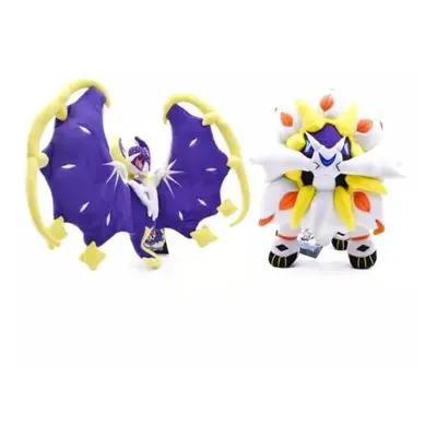 Anime White Solgaleo & Alola Lunala Plush Cartoon Stuffed Toys Soft Doll 2Pcs