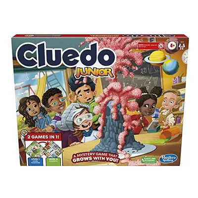 Clue Junior Game, 2-Sided Gameboard, Games in 1, Clue Mystery Game for Younger Kids, Kids Board 