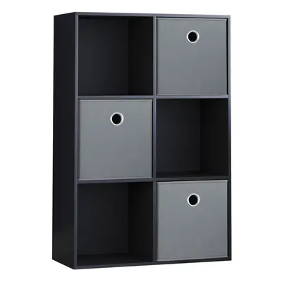 (Black, Grey) Durham Cube Shelf Drawer Bookcase with Baskets