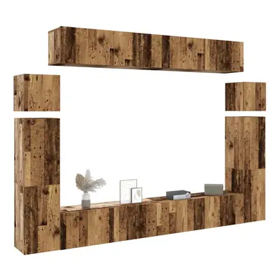 vidaXL Piece TV Cabinet Set Wall-mounted Old Wood Engineered Wood