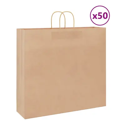 (brown, x x cm) vidaXL Paper Bags pcs with Handles Brown 15x8x21 cm Grocery Paper Gift Bag