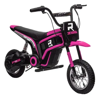 HOMCOM 24V Kids Electric Motorbike with Twist Grip Throttle, Music, Horn - Pink