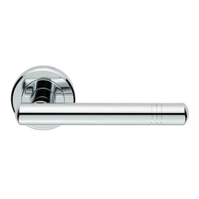 PAIR Round T Bar Handle with Ringed Design Concealed Fix Polished Chrome