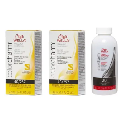 (4G + 4G+Developer (Vol. 20) 3.6oz ) Wella Color Charm Haircolor 4G Dark Golden Brown