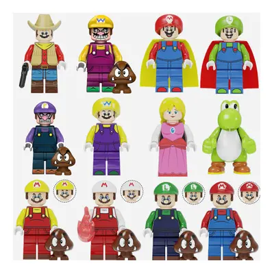 14PCS Super Mario Minifigures Building Blocks Toys Fit Lego