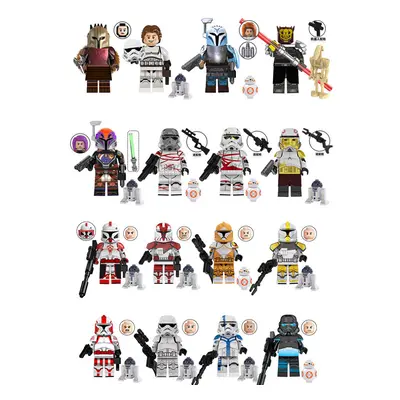 (Style C 16pcs) 16pcs Mandalorian blacksmith Hansolo Boca Tansauron Mini Figures Building Blocks