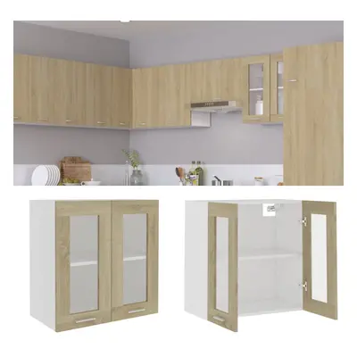 Hanging Glass Cabinet Sonoma Oak 60x31x60 cm Chipboard