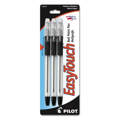 PILOT EasyTouch Ballpoint Stick Pens Medium Point Black Ink 3-Pack (32203)