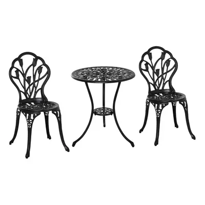 Outsunny Piece Bistro Set, Aluminium Garden Furniture with Umbrella Hole