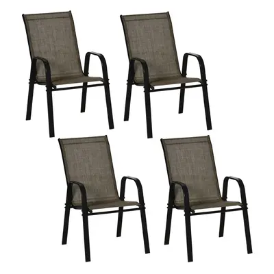 Outsunny Set of Garden Dining Chair Set Outdoor w/ High Back Armrest Brown