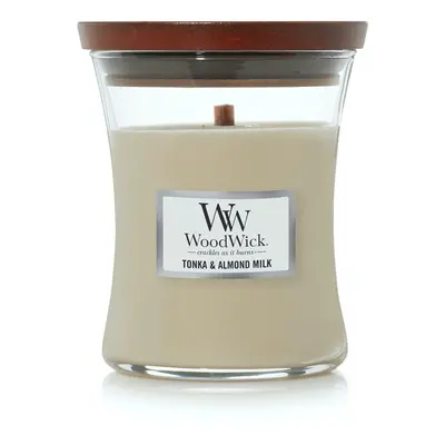 WoodWick Medium Hourglass Candle Tonka/Almond Milk - Premium Soy Blend Wax Pluswick Innovation W