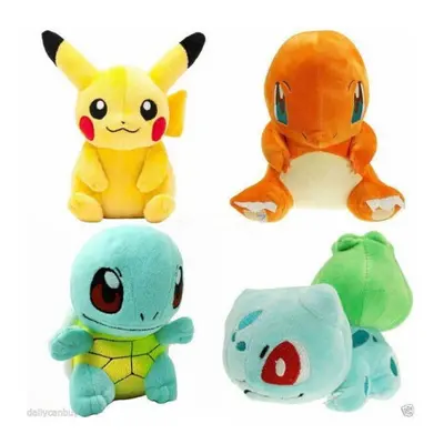 4Pcs Pokemon Pikachu Squirtle Plush Toy Stuffed Doll