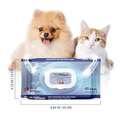 ICF - CLX Wipes - Dog Wipes Antibacterial + Antifungal - Pet Cat & Dog Grooming Wipes For Cleani