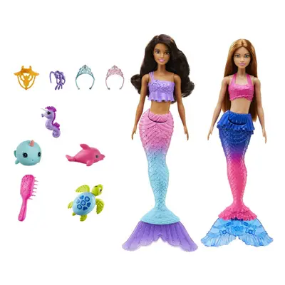 Barbie Mermaid Set With Brunette Dolls (12-In/30.40-Cm) Sea Pet Toys & Accessories