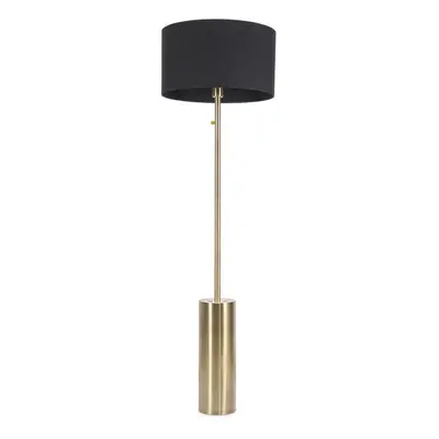 ValueLights Lexy Black Shade with Antique Brass Dimmable Floor Lamp