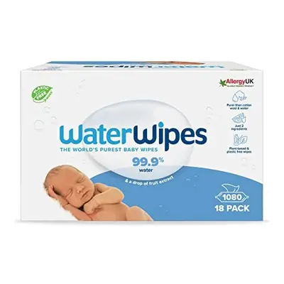 WaterWipes Original Plastic Free Baby Wipes, Count (18 packs), 99.9% Water Based Wet Wipes & Uns