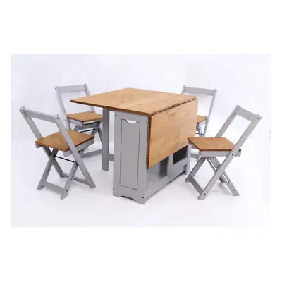 Santos Butterfly Dining Set Slate Grey / Distressed Waxed Pine