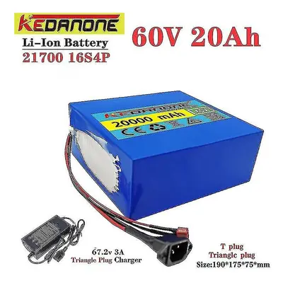 (20Ah X1 ChargerX1) New 60v 20ah Lithium Battery Pack 16s4p 1000w-3000w Electric Bike Motorcycle