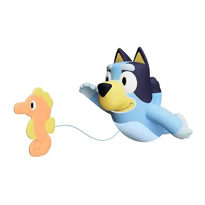 TOMY Toomies Swimming Bluey - Toddler Bath Bluey Toy with Pull String Seahorse, Swims on Front a