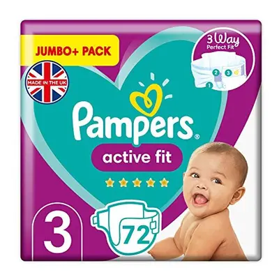 Pampers Baby Nappies Size (12-17 kg / lbs), Active Fit, Count, JUMBO+ PACK, Degree Comfort Fit