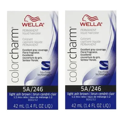 (5A - pack of 2) Wella 7A Medium Smokey Ash Blonde Color Charm Permanent Haircolor & Developer (