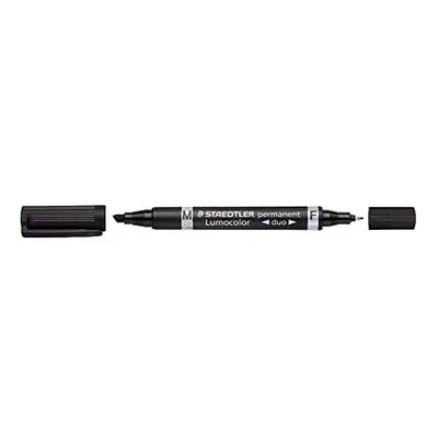 Staedtler Lumocolor Permanent Markers 348Â B 9Â Duo, Refillable, 0.6Â mm and 1.5Â Â 4Â mm Black