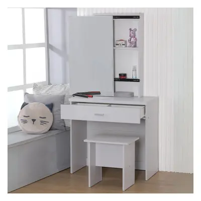 (Grey) Dressing Table Set with Mirror Sliding Storage