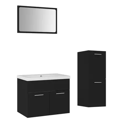 (black, x 38.5 x cm) vidaXL Bathroom Furniture Set Chipboard Wall Mirror Multi Sizes Multi Color