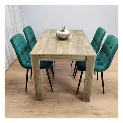 Dining Set of Dining Table and Green Velvet Chairs Dining Room Furniture