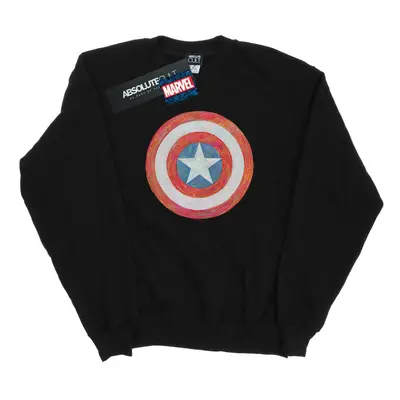 (XXL, Black) Marvel Mens Captain America Sketched Shield Sweatshirt