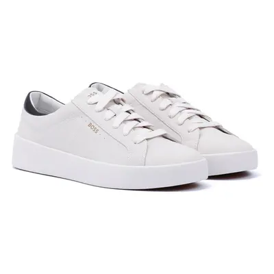 (White, (Adults')) Boss Belwar Tennis Tumble Leather Men's White Trainers