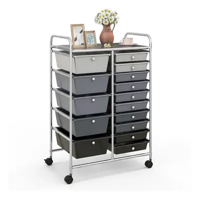 15 Drawers Storage Trolley Mobile Rolling Utility Cart Home Office Organizer