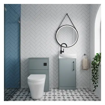 Cloakroom Suite - Vanity Unit, Tap and Toilet - Grey/Black