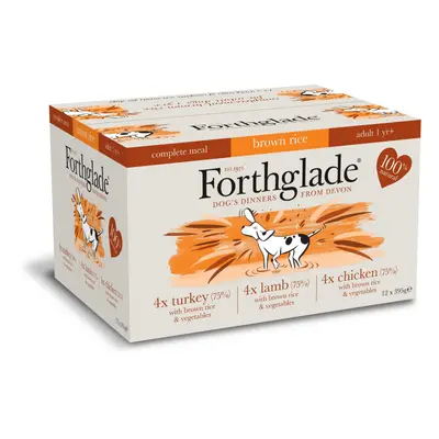 Forthglade 100% Natural Dog Food Complete Wet Dog Food with Brown Rice Variety Pack 395g (12 Pac