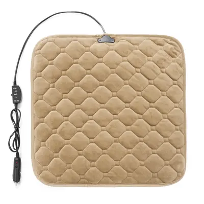 (Beige) Universal 12V 24W Electric Car Seat Cushion Heated Cover Cushion Heater Pad Winter