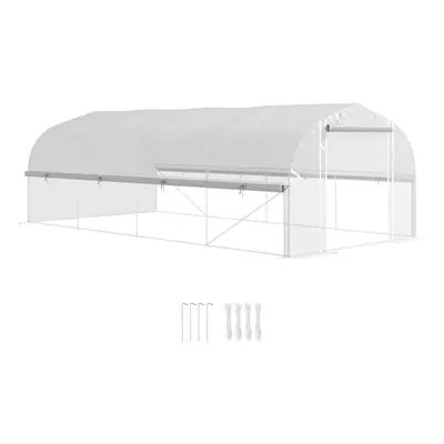 Outsunny Polytunnel Greenhouse W/ Roll-up Sidewalls, Mesh Door, x x 2m