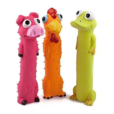 CHIWAVA Pack 9" Squeaky Latex Dog Toys Standing Stick Animal Puppy Fetch Interactive Play for Sm