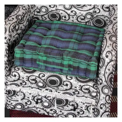 Homescapes Black Watch Tartan Cotton Armchair Booster Cushion