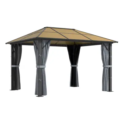 Outsunny x 3.6m Hardtop Gazebo with Aluminium Frame and Curtains