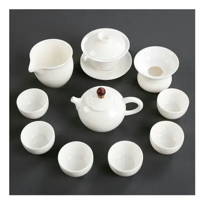 (11 piece set of Ruyi pots (as shown in the picture), Universal version) Dehua Sheep Fat Jade Wh