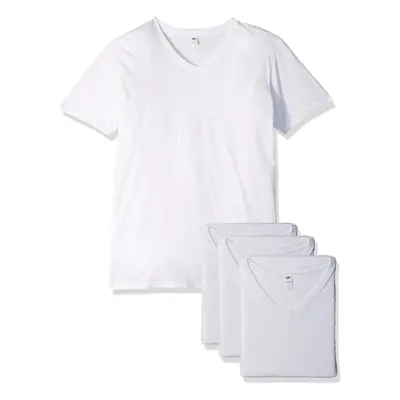 Fruit of the Loom Men's Lightweight Cotton Tees Short & Long Sleeve V-Neck-4 Pack-White 3X-Large