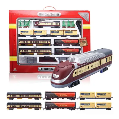 Electric Classic Train Rail Vehicle Toys Set Track Music Light Operated Carriages Educational Gi